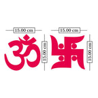 Wall1ders - Om Swastik Golden (Each Size 15 cm x 15 cm) - Acrylic Mirror Wall Sticker's for Home & Office