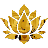 Bikri Kendra - Big Lotus Flower Gold Mirror Stickers for Wall, Acrylic Mirror, Wall Mirror, 3D Stickers, Wall Stickers for Room Hall Home and Office-Self-Adhesive