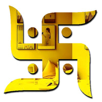 VAH-Kya Bat Hai !! Swastika Golden, mandir Sticker, Pooja mandir Stickers, Stickers for mandir, Sticker for mandir Wall Sticker for Home, Pooja Room (Set of 1)